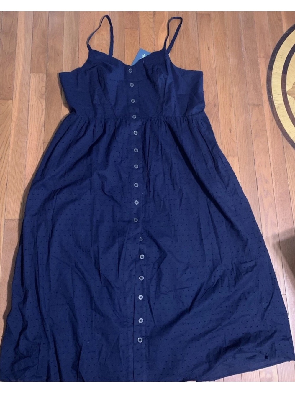 ModCloth Navy Blue Eyelet Midi Dress
